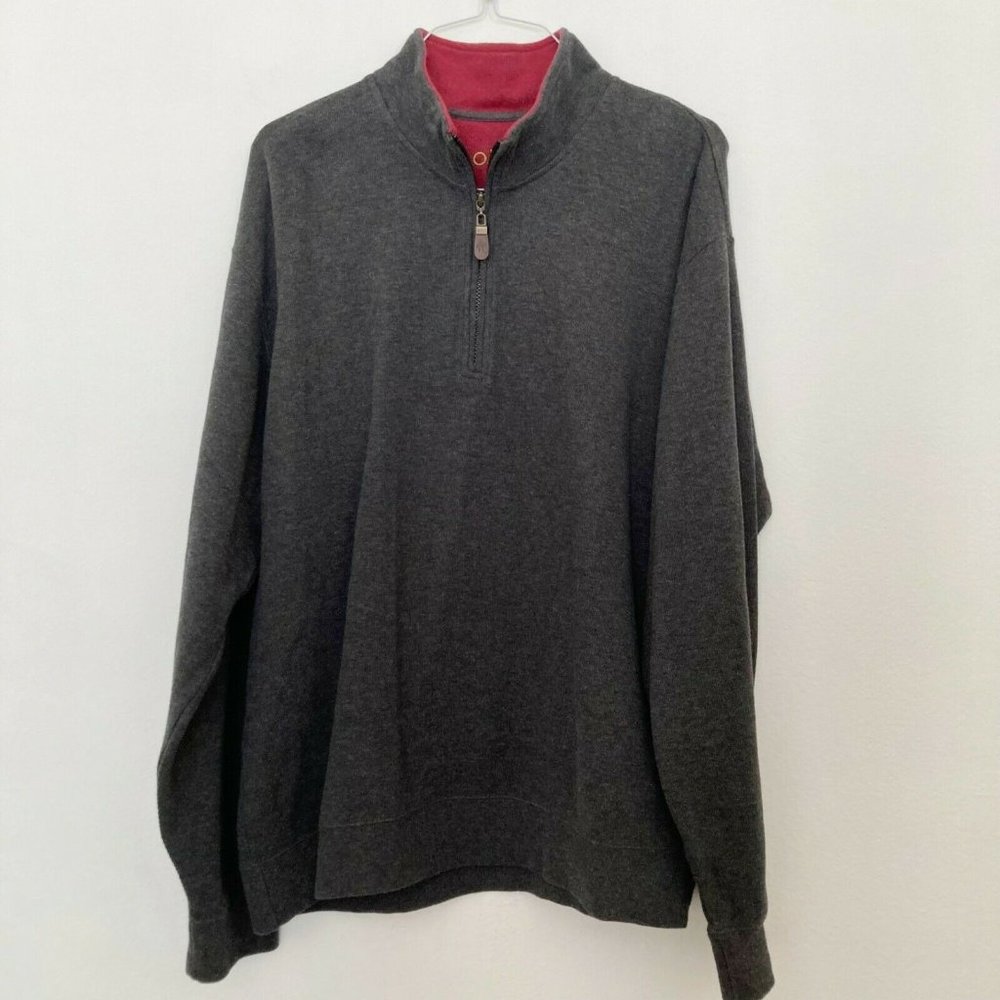 Orvis Men’s Charcoal Gray Half-Zip Sweater with Red Interior